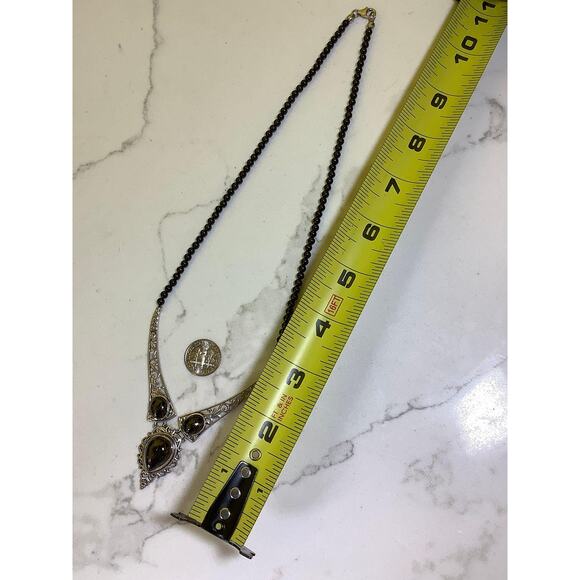 D'Joy Sterling Silver Onyx Beaded Pendant Necklace - Picture 9 of 10